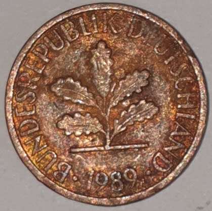 1989 G - 1 PFENNIG - ONE PFENNIG - GERMANY - FEDERAL REPUBLIC - (Copper Plated Steel)